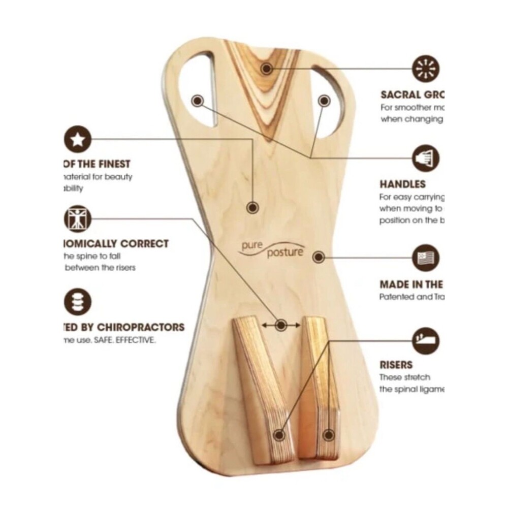 Pure Posture Wooden Posture Stretch Board Back Stretcher Natural Wood